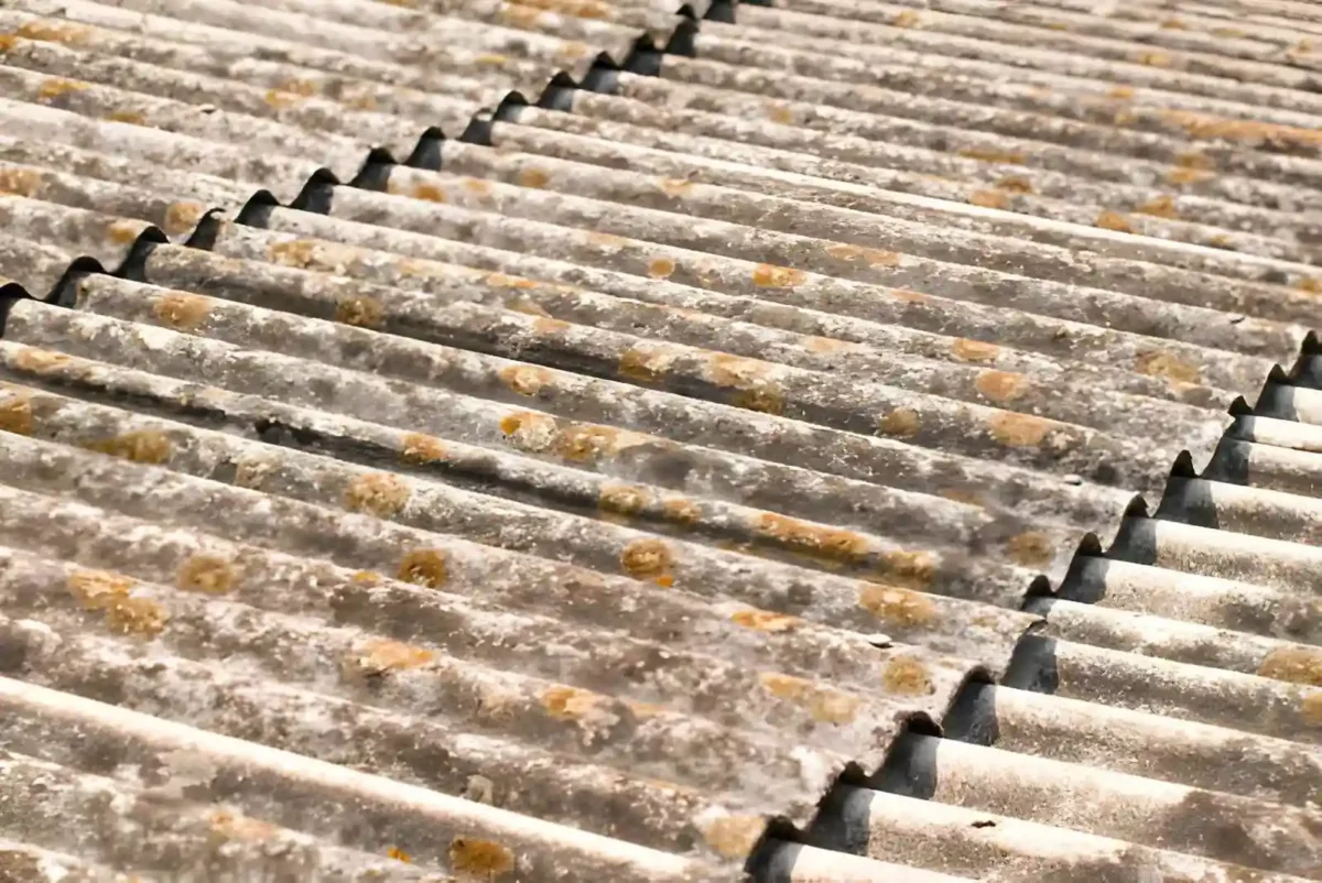 Common building materials that may contain asbestos such as insulation, roofing, and pipes