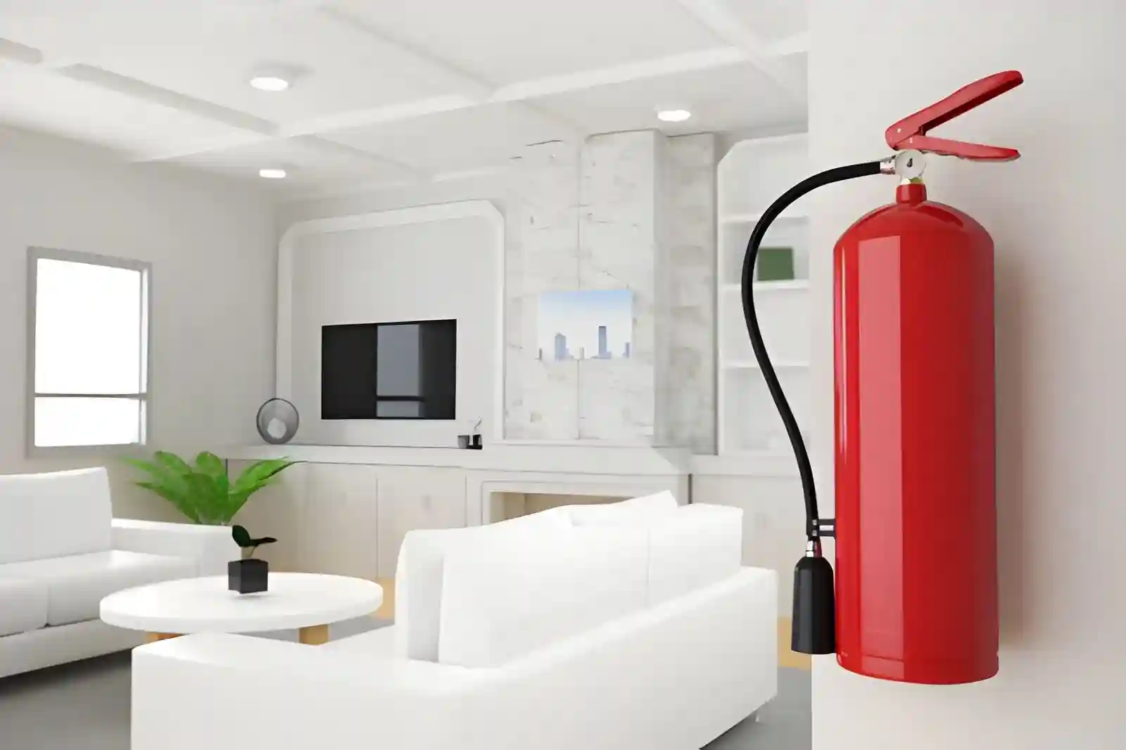 fire extinguisher home on a wall for safety preparedness